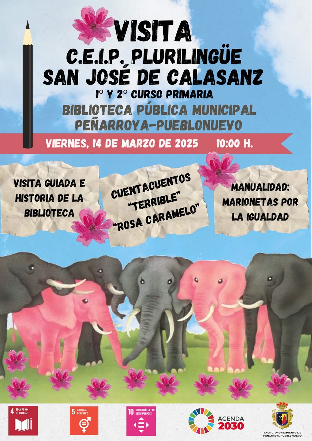 Visita Del CEIP Plurilingue San Jose Calasanz A La Biblioteca Municipal De La Localidad Guadiateña De Peñarroya Pueblonuevo